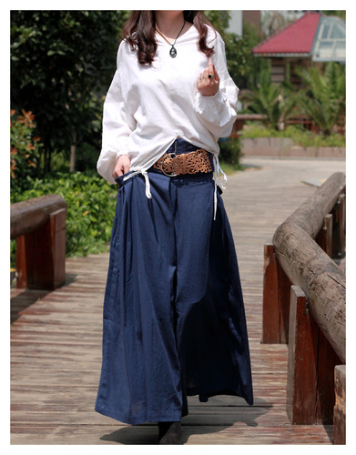 Wide Waist bag linen of flax personality Skirt 